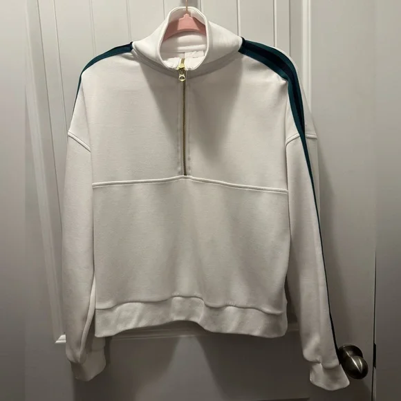 Varley White Zip-Up with Gold Accents - Picture 2 of 12